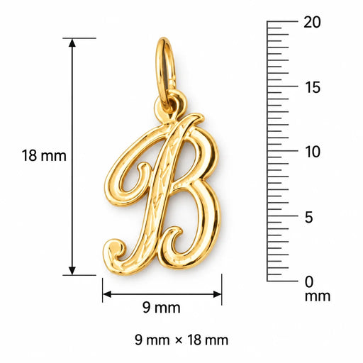 Initial B Charm Pendant 14k Gold (0.5 Grams) Yellow Gold 14k