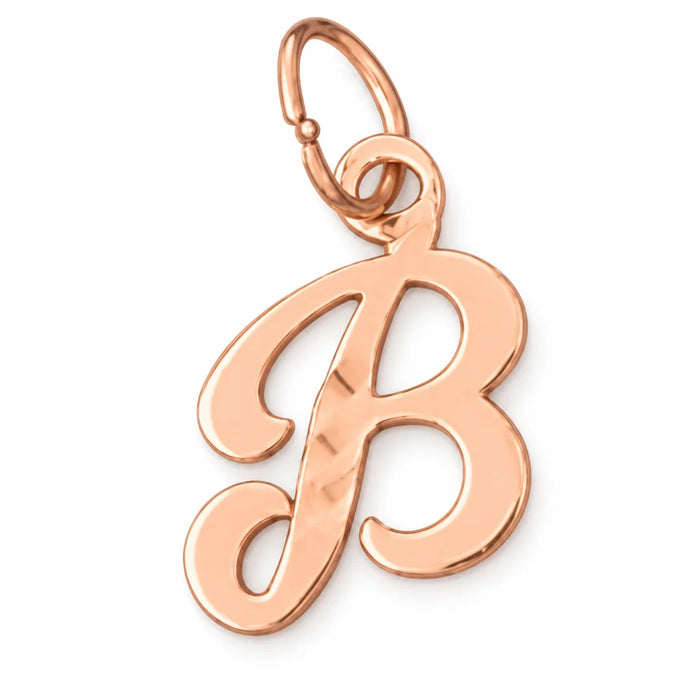 Initial B Charm Pendant 14k Gold (0.8 Grams) Rose Gold 14k
