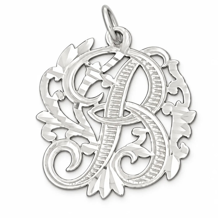Initial B Charm Pendant 14k Gold (1.7 Grams) White Gold 14k