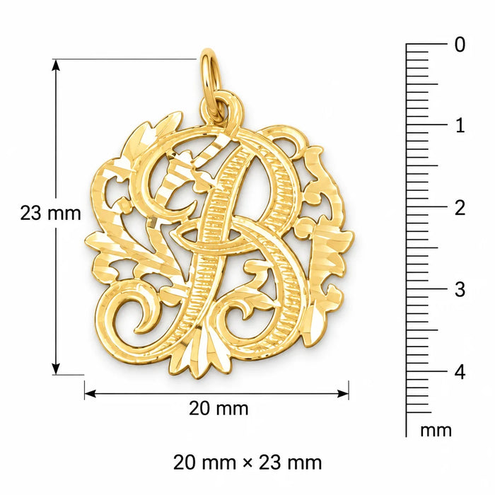Initial B Charm Pendant 14k Gold (1.7 Grams) Yellow Gold 14k
