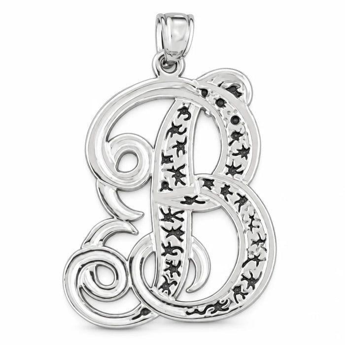 Initial B Charm Pendant 14k Gold (2.7 Grams) White Gold 14k
