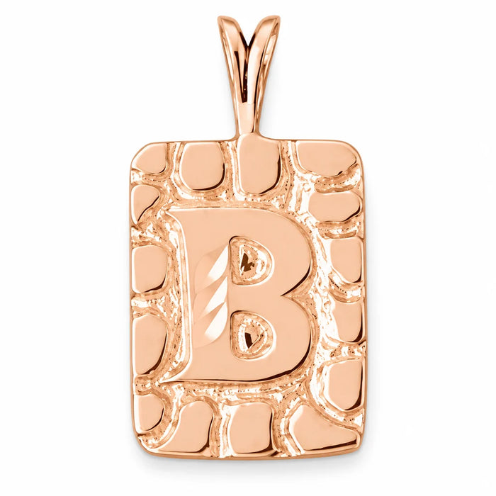 Initial B Charm Pendant 14k Gold (2.8 Grams) Rose Gold 14k