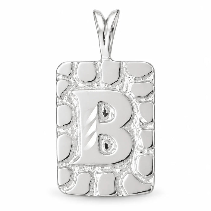 Initial B Charm Pendant 14k Gold (2.8 Grams) White Gold 14k