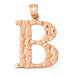 Initial B Charm Pendant 14k Gold (2 Grams) Rose Gold 14k