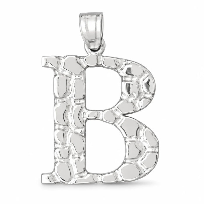 Initial B Charm Pendant 14k Gold (2 Grams) White Gold 14k