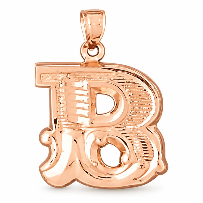 Initial B Charm Pendant 14k Gold (3 Grams) Rose Gold 14k