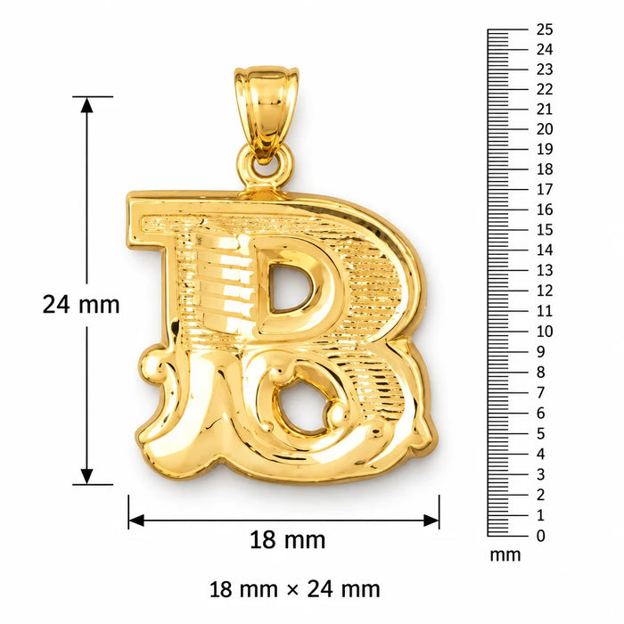 Initial B Charm Pendant 14k Gold (3 Grams) Yellow Gold 14k