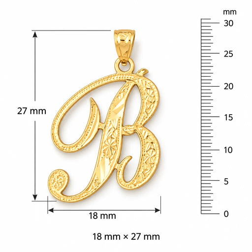 Initial B Charm Pendant 14k Gold Yellow Gold 14k