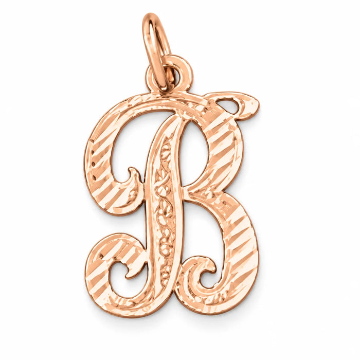 Initial B Classic Charm Pendant 14k Gold (1 Gram) Rose Gold 14k