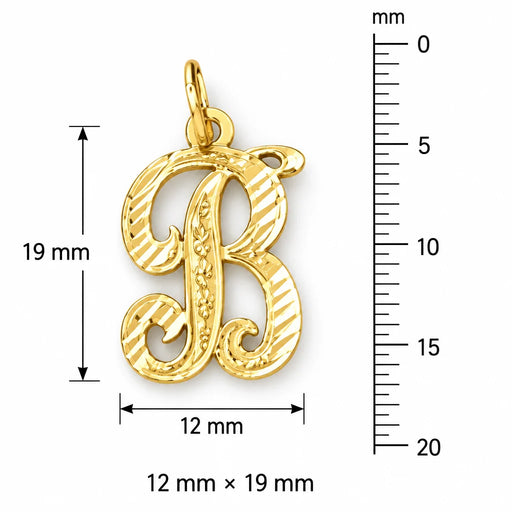 Initial B Classic Charm Pendant 14k Gold (1 Gram) Yellow Gold 14k