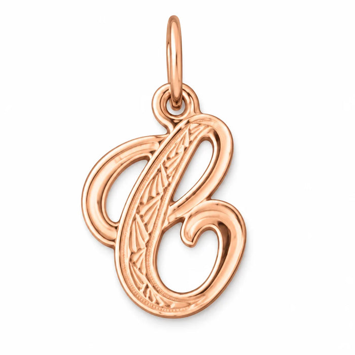 Initial C Charm Pendant 14k Gold (0.5 Grams) Rose Gold 14k