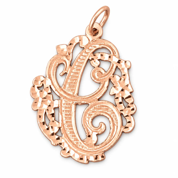 Initial C Charm Pendant 14k Gold (1.7 Grams) Rose Gold 14k