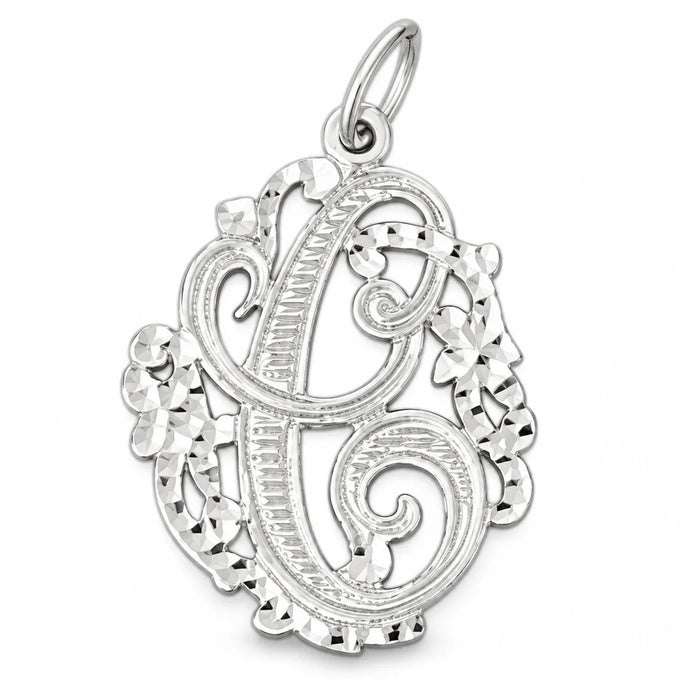 Initial C Charm Pendant 14k Gold (1.7 Grams) White Gold 14k