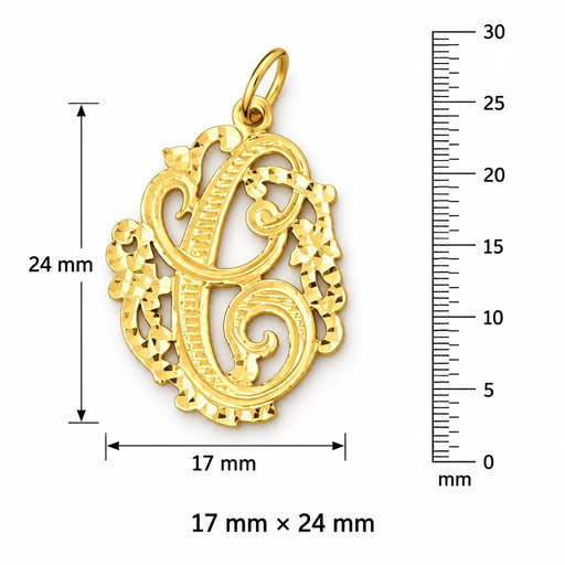 Initial C Charm Pendant 14k Gold (1.7 Grams) Yellow Gold 14k