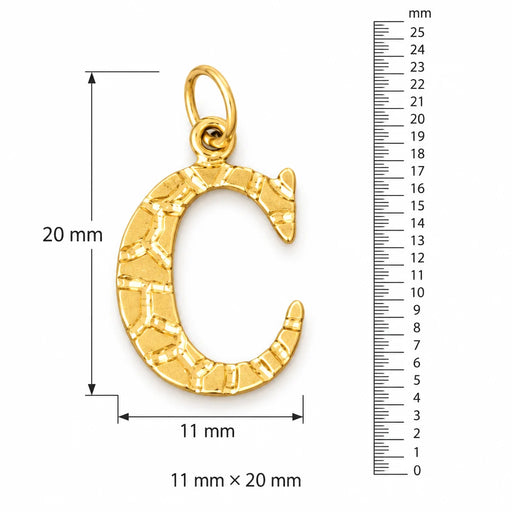 Initial C Charm Pendant 14k Gold (1 Gram) Yellow Gold 14k