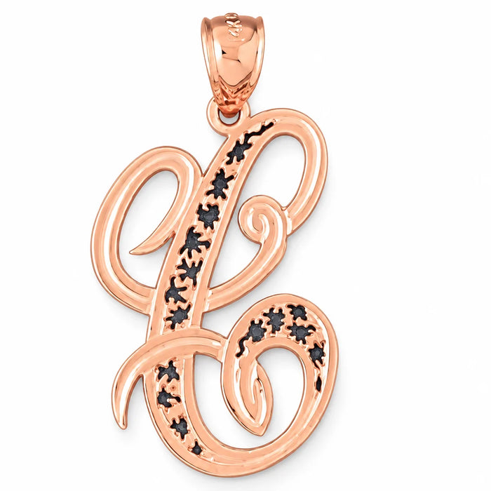 Initial C Charm Pendant 14k Gold (2.7 Grams) Rose Gold 14k