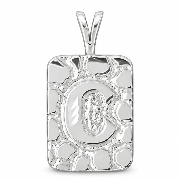Initial C Charm Pendant 14k Gold (2.8 Grams) White Gold 14k