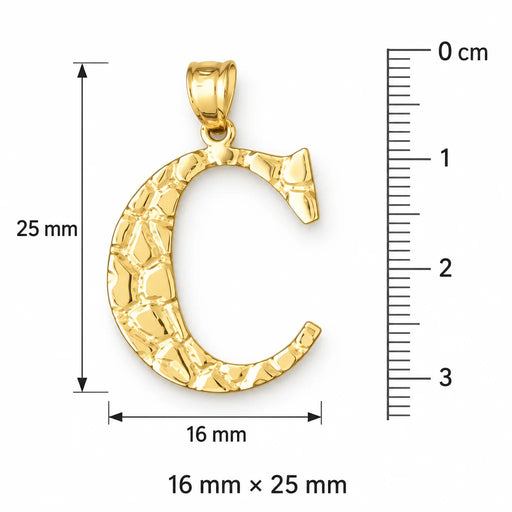 Initial C Charm Pendant 14k Gold (2 Grams) Yellow Gold 14k