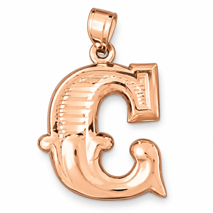 Initial C Charm Pendant 14k Gold (3 Grams) Rose Gold 14k