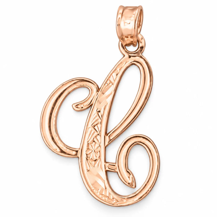 Initial C Charm Pendant 14k Gold Rose Gold 14k