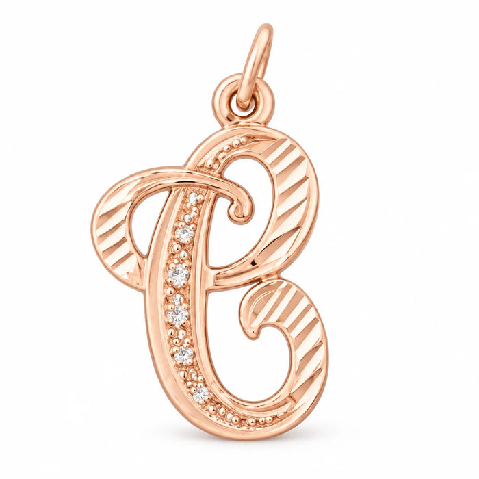 Initial C Classic Charm Pendant 14k Gold (1 Gram) Rose Gold 14k