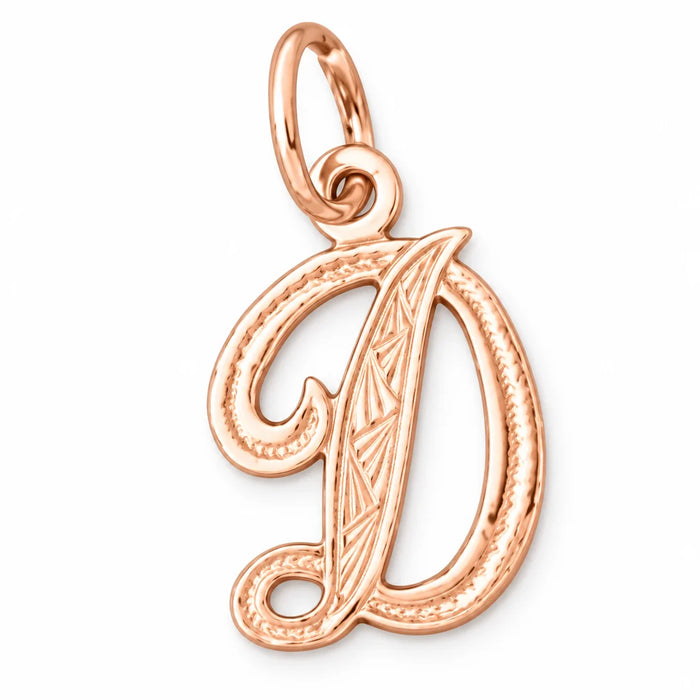 Initial D Charm Pendant 14k Gold (0.5 Grams) Rose Gold 14k
