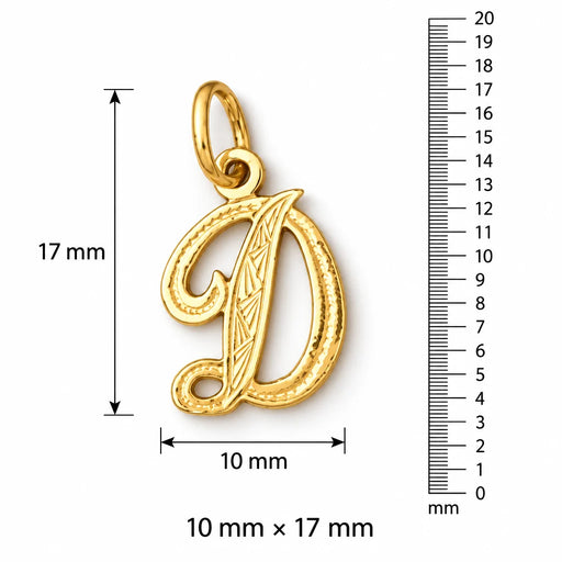 Initial D Charm Pendant 14k Gold (0.5 Grams) Yellow Gold 14k