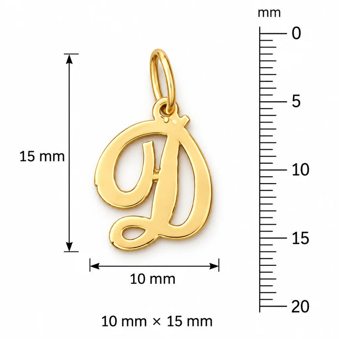 Initial D Charm Pendant 14k Gold (0.7 Grams) Yellow Gold 14k