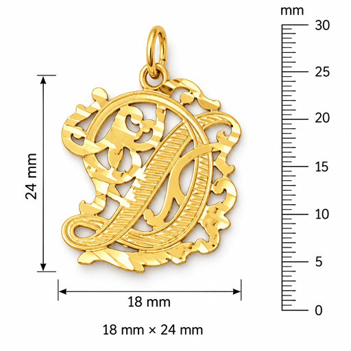 Initial D Charm Pendant 14k Gold (1.7 Grams) Yellow Gold 14k