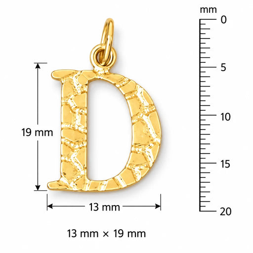 Initial D Charm Pendant 14k Gold (1 Gram) Yellow Gold 14k