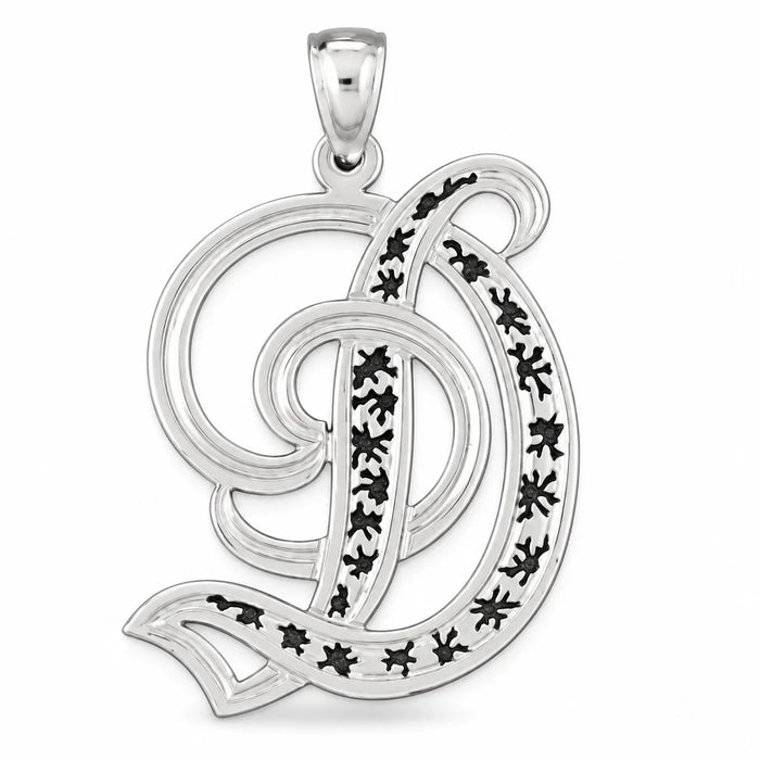 Initial D Charm Pendant 14k Gold (2.7 Grams) White Gold 14k