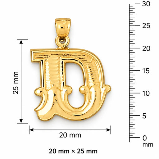 Initial D Charm Pendant 14k Gold (3 Grams) Yellow Gold 14k