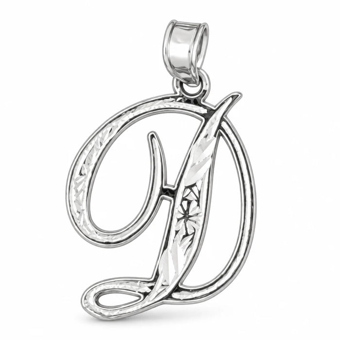 Initial D Charm Pendant 14k Gold White Gold 14k