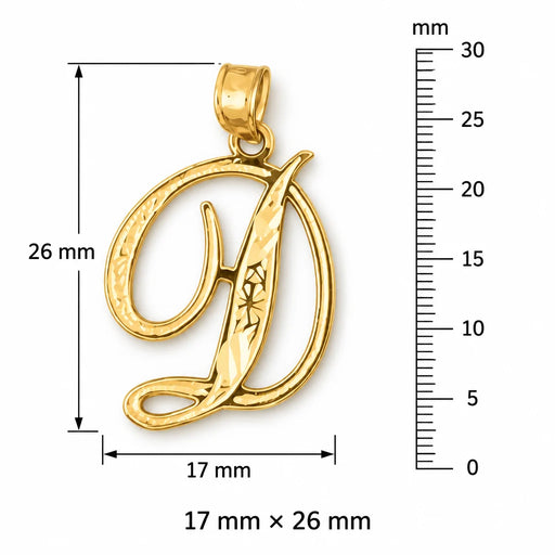 Initial D Charm Pendant 14k Gold Yellow Gold 14k