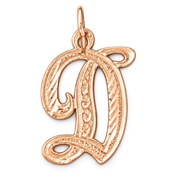 Initial D Classic Charm Pendant 14k Gold (1 Gram) Rose Gold 14k