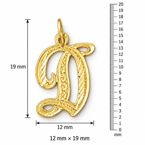 Initial D Classic Charm Pendant 14k Gold (1 Gram) Yellow Gold 14k