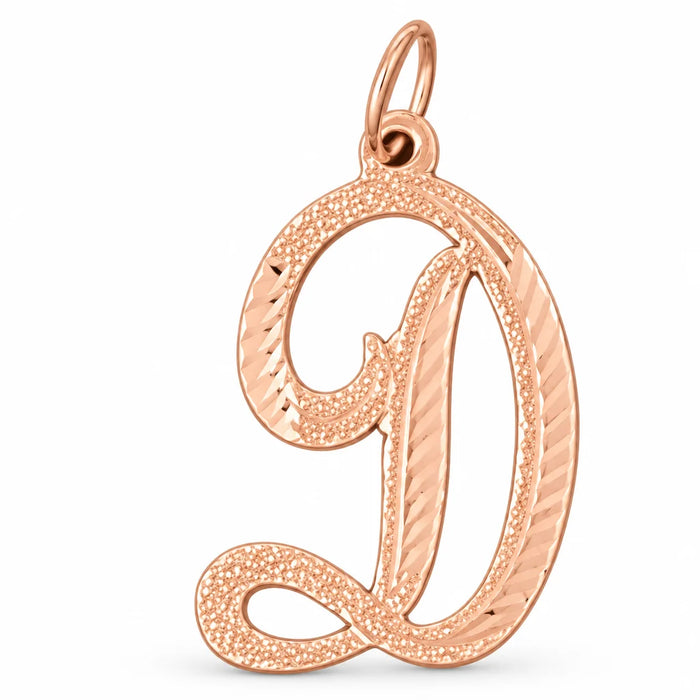 Initial D Classic Charm Pendant 14k Gold Rose Gold 14k