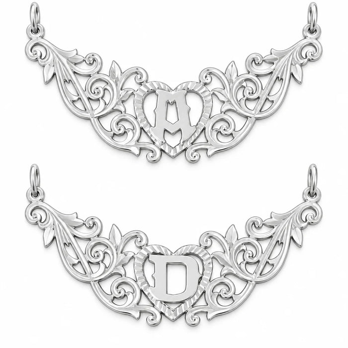 Initial D Heart Charm Pendant 14k Gold (1 Gram) White Gold 14k