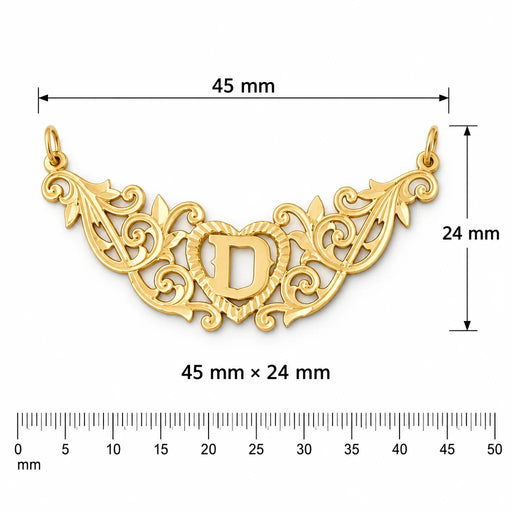 Initial D Heart Charm Pendant 14k Gold (1 Gram) Yellow Gold 14k