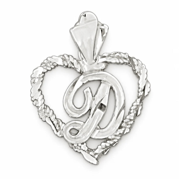 Initial D Heart Charm Pendant 14k Gold White Gold 14k