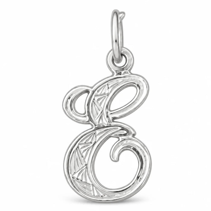 Initial E Charm Pendant 14k Gold (0.5 Grams) White Gold 14k