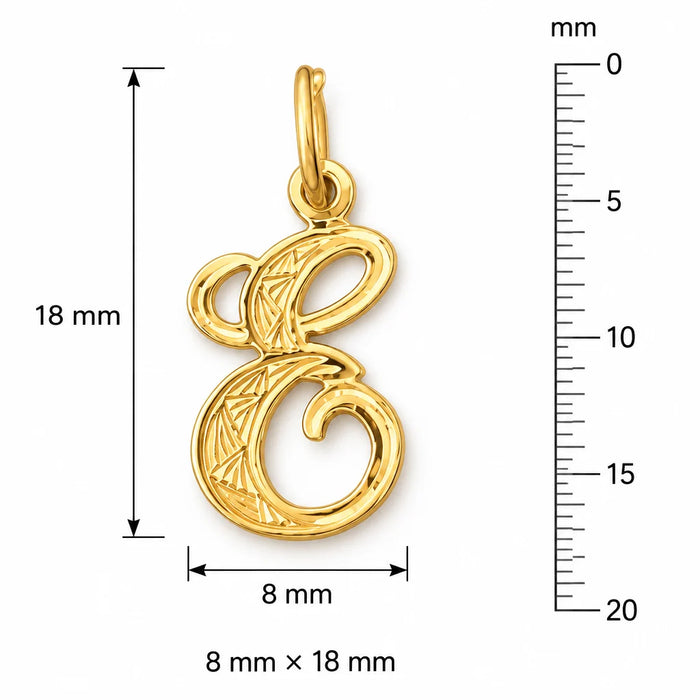 Initial E Charm Pendant 14k Gold (0.5 Grams) Yellow Gold 14k
