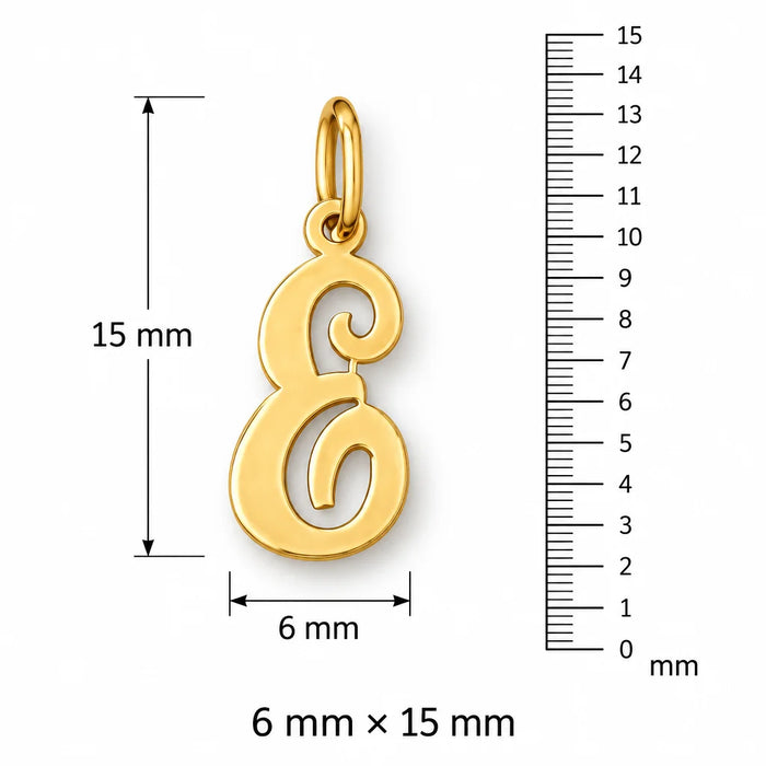 Initial E Charm Pendant 14k Gold (0.7 Grams) Yellow Gold 14k