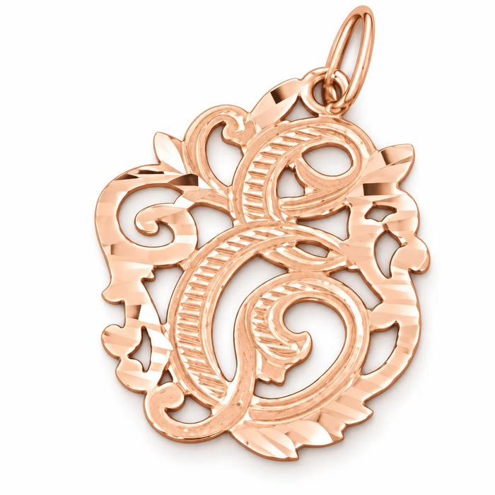 Initial E Charm Pendant 14k Gold (1.7 Grams) Rose Gold 14k