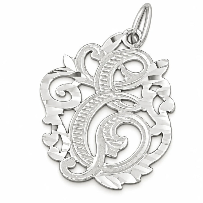 Initial E Charm Pendant 14k Gold (1.7 Grams) White Gold 14k