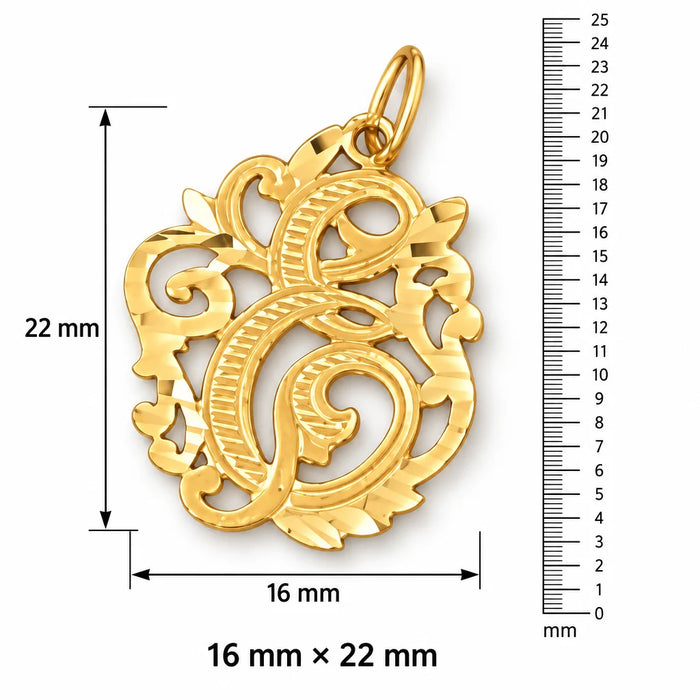 Initial E Charm Pendant 14k Gold (1.7 Grams) Yellow Gold 14k