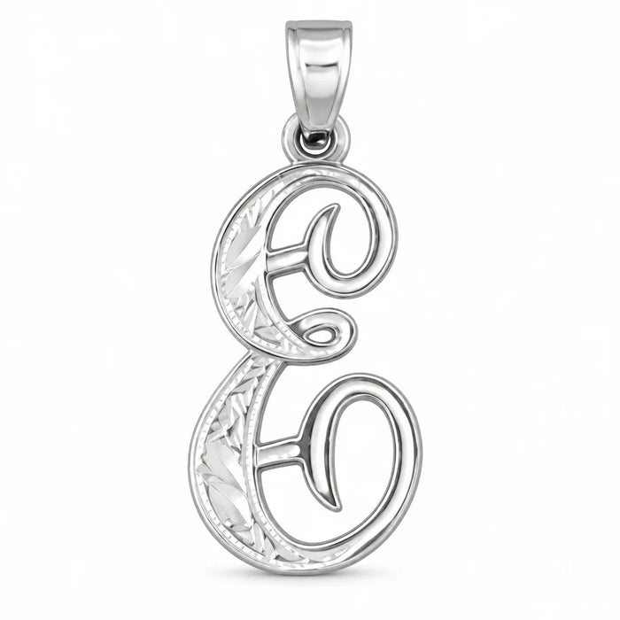 Initial E Charm Pendant 14k Gold White Gold 14k