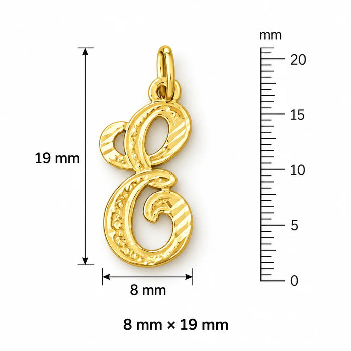 Initial E Charm Pendant 14k Gold (1 Gram) Yellow Gold 14k