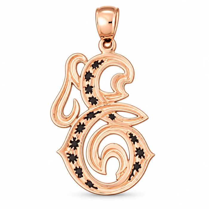 Initial E Charm Pendant 14k Gold (2.7 Grams) Rose Gold 14k