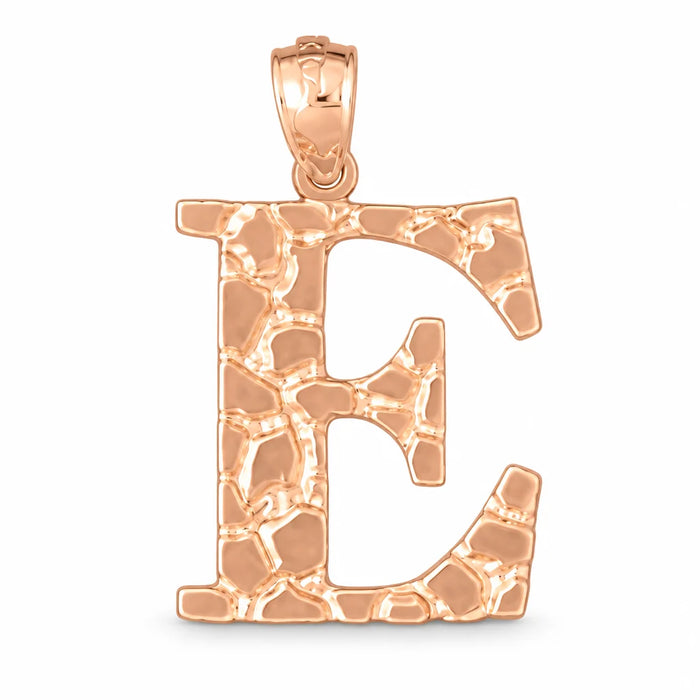 Initial E Charm Pendant 14k Gold (2 Grams) Rose Gold 14k